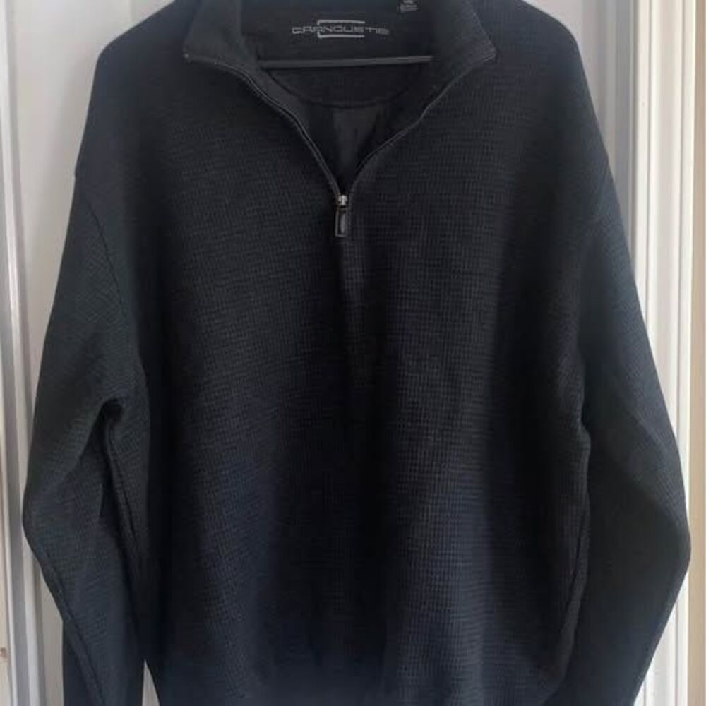 Carnoustie Mens XL 1/4 Zip Waffle Knit Pullover Lined Sweater Charcoal Golf
